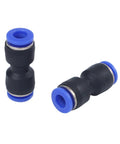 Super Fast 80 Piece Straight Push Connector Assortment For Pvc Nylon Pu Pa Pe Tubing With Release Rings Quick Install Pneumatic Hose Fitting Kit No Tools Needed High Pressure Secure Seal Works Great For 5/32 To 1/2 Inch Od Pipes And All Your DIY. two straight pneumatic push connectors, black with blue release rings