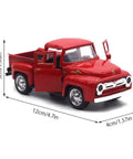 Red Metal Truck Christmas Decor For Farmhouse Style Vintage Pickup Truck Tabletop Storage Die Cast Metal With Hand Painted Finish