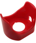 Red 22mm Plastic Two Feet Push Switch Button Protective Cover for Electronics Projects, size 56x48x40mm, made of PC plastic.