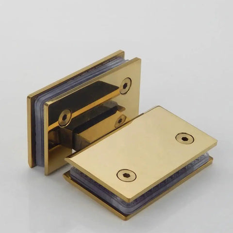 Stainless Steel Glass Fixed Clamp for 8 to 12mm Glass Thickness Bathroom Hinge Mount in gold finish