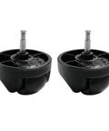 Two black universal front wheel assemblies for robot vacuums with metal axles.