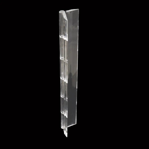 4 Pack Clear Acrylic Continuous Piano Hinges 7.87 X 1.65 Inch showing transparent design for smooth flip action in DIY projects.