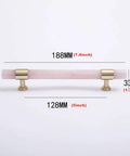 Clear Crystal Marble T Bar Cabinet Handles With Solid Brass Base Drawer Pull Knobs For Kitchen Bathroom Dresser And Closet Euro Style Furniture Hardware Upgrades Featuring A Slick Finish, showing measurements 188MM and 128MM.