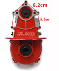Red gearbox component with dimensions, part of Shift Integrated Differential Left Gear Shift With 18 Teeth For High And Low Speed Gearbox