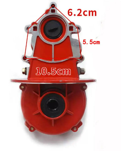 Red gearbox component with dimensions, part of Shift Integrated Differential Left Gear Shift With 18 Teeth For High And Low Speed Gearbox