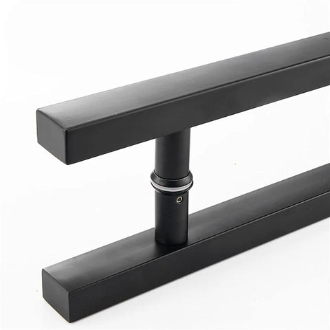 Matte Black Stainless Steel Gate Hardware Square Tube Handle For Glass And Wood Doors