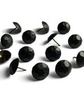 Sixty Piece Bundle Of Hella Sturdy Matte Black Upholstery Tacks Featuring A Slick One Inch Round Head Built For Sofas And Headboards A Top Shelf Boost For Furniture Flips No Fuss Installation Everyday - close-up of matte black upholstery tacks.