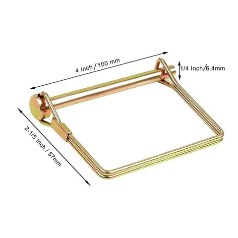 10 Pack One Quarter Inch Diameter Four Inch Long Trailer Coupler Pins - Heavy duty stainless steel locking pin with measurements