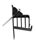 Sturdy 25-Pack Cable Stackers To Keep Cables Organized And Tied Down Neatly For Your Game Setup Or Desk Without Ugly Messes Using These Fasteners That Hold Multiple Wires Securely Together In Spacious Design. Black plastic cable stacker with nail, ideal for desk organization.