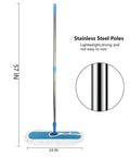 Heavy Duty 24 Inch Commercial Dust Mop With Long Swivel Handle For Wet And Dry Cleaning No Sweat Pro Grade Floor Sweeper with stainless steel pole.