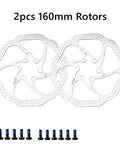 One Pair Clutch Mechanical Disc Brake Kit With 160mm Rotors For Mountain Bike Road Bike And Bmx featuring two rotors and mounting bolts.