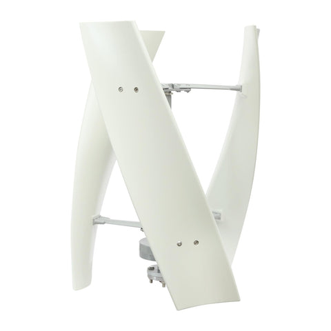 100W 12V Vertical Axis Wind Turbine Kit with 3 blades and controller, marine grade for boats, front view.