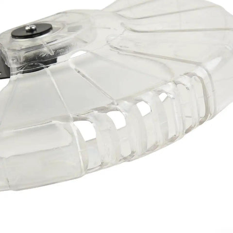 Close-up of transparent Miter Saw Blade Guard Replacement for LS1040 Easy Fit Lower Guard Assembly with durable construction.