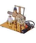 Ready To Run Stirling Engine Educational Kit No Assembly Needed Desktop Science Toy With USB LED Lights on a metallic base