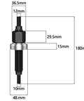 Technical diagram of No Fuss Harmonic Balancer Installation Tool dimensions for Chevy LS SBC BBC cranks.