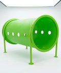 Green tunnel section of Built To Last Outdoor Dog Agility Equipment Set For Backyard Training With Metal Hurdles And Obstacle Course