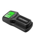 Total No Sweat 5 In 1 Wall Stud Finder And Heavy Duty Metal Detector showing green display and ergonomic grip for drywall installation.