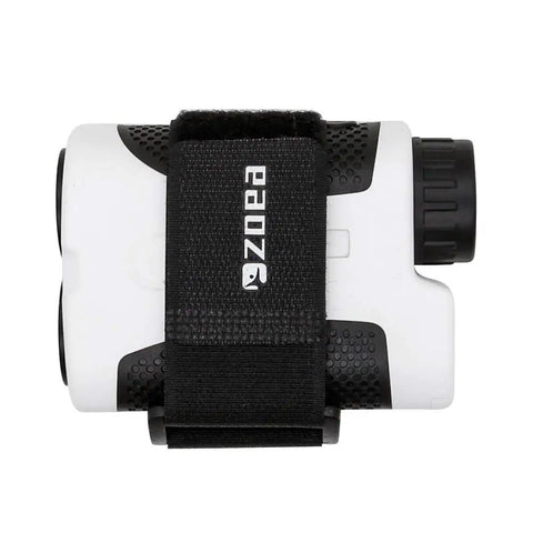 Magnetic Rangefinder Mount Strap For Golf Carts Adjustable Non Slip Holder With Super Strong Magnet shown on white rangefinder.