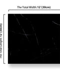 Black Marble Peel And Stick Floor Tiles 12 X 12 Inches Self Adhesive Vinyl Flooring Waterproof Durable For Kitchen Bathroom Basement Super Easy No Fuss Install 16 Pack Covers 15.5 Sq Ft, showing tile dimensions