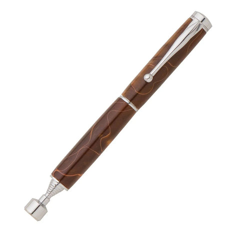 Telescoping Magnetic Pickup Tool Kit For Woodturning Projects, brown handle with silver end, Lathe Required, 10mm Dual Tube Design