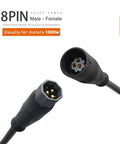 Ebike Extension Cable 2Pin To 6Pin Waterproof IP66 60cm Double Ended Connector featuring male-female 8-pin connectors