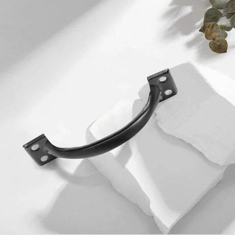 4 Inch Black Iron Cabinet Pulls Pack Of 2 With Ergonomic Grip, Vintage Rustic Style Solid Iron Handles In Matte Black Finish, side view