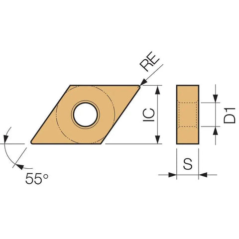 DNMG331HQ CA515 Carbide Turning Insert For Steel With HQ Chip Breaker Pro Grade 0.016 Inch Corner Radius 0.3750 Inch IC TiCN Al2O3 TiN Coating Neutral Indexable Metalworking Insert, 55° diamond
