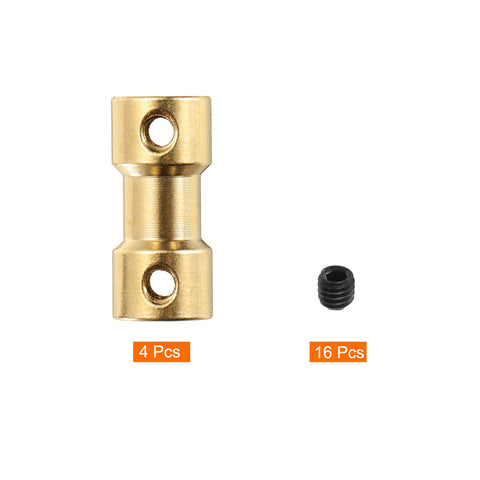 Brass Shaft Couplers 4Pcs 2.3mm To 3mm Motor Shaft Connectors With Screws For RC Cars And Planes Durable Easy Fit Hexagon Wheel