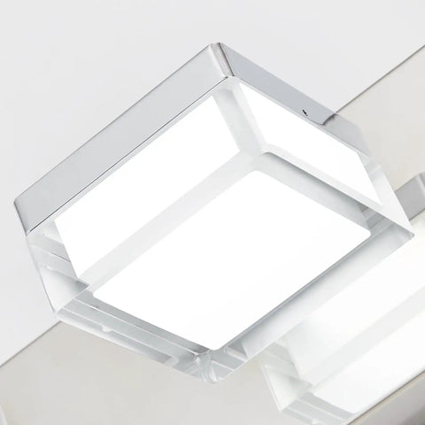 Modern Dimmable LED Vanity Lights Over Mirror Gloss Chrome Six Light Bathroom Fixture Easy Direct Wire Install Energy Saving Vanity Lighting