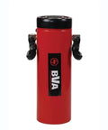 Heavy Duty Workhorse 100 Ton Double Acting Hydraulic Cylinder With 10 Inch Stroke, red finish, side view, industrial use