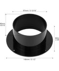 4 Inch Duct Connector Flange For Ductwork And Dryer Vents, ABS Plastic Hose Adapter For Dust Collection, Heating, Cooling And Ventilation System, Strong, Durable, Easy Secure Fit, Black, showing dimensions.