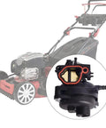 Carburetor Kit With Air Filter Assembly for Riding Lawn Mower Engines TB110 TB115 TB200 TB230, shown with mower.