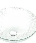 Pearl Series Glass Vessel Sink with Swarovski Crystal Sparkle for Above Counter Vanity, Ice Top Raindrop Mount, clear design