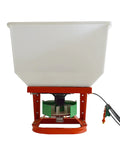 Heavy Duty ATV UTV Seed And Fertilizer Spreader Broadcast Spreader with 265Lb Capacity, front view showing hopper and mount.