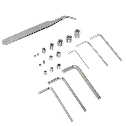 Cup Point Set Screw Kit With 304 Stainless Steel Grub Screws M2 Through M8, hex wrenches, tweezers for DIY repairs and electronics