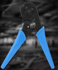 Top Shelf Self Adjusting Ratchet Ferrule Crimping Tool Kit with 45 Steel Body And Ergonomic Handles For Precise Wire Ends Crimping Connectors, blue handles