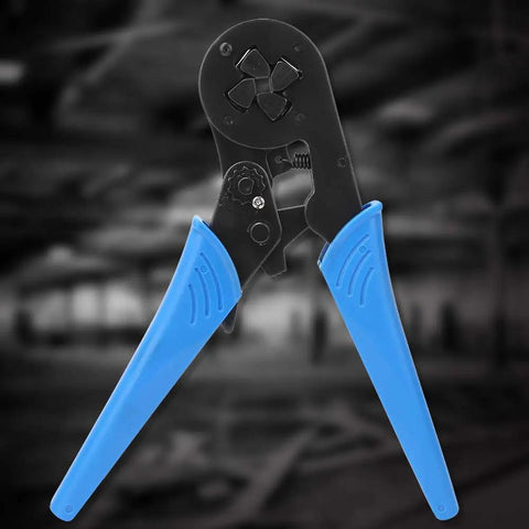 Top Shelf Self Adjusting Ratchet Ferrule Crimping Tool Kit with 45 Steel Body And Ergonomic Handles For Precise Wire Ends Crimping Connectors, blue handles