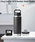Chug Cap Lid Replacement For Rambler Water Bottle 18 Oz 26 Oz 36 Oz 64 Oz Screw Top shown with bottle and cap parts