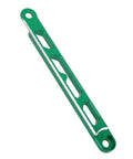 Rear Drum Brake Torque Arm With Scale CNC Aluminum 6061 T6 For KLX 110 KLX110 KLX110L 2005 2024 DRZ110 Green Fits Dirt Bikes And Keeps Your Ride On Point And Clean. green CNC 6061-T6 arm with vented cutouts, side view