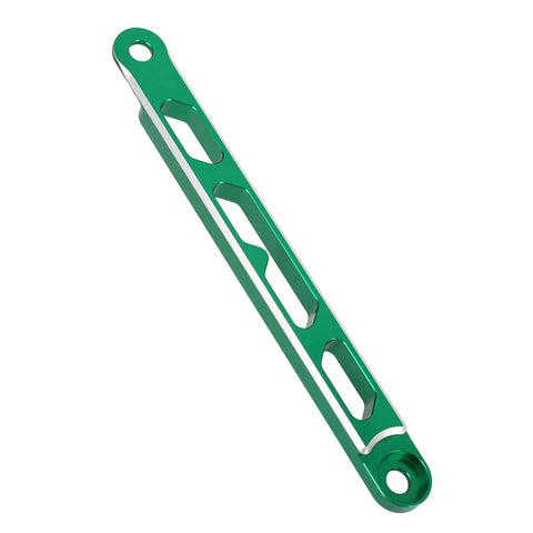 Rear Drum Brake Torque Arm With Scale CNC Aluminum 6061 T6 For KLX 110 KLX110 KLX110L 2005 2024 DRZ110 Green Fits Dirt Bikes And Keeps Your Ride On Point And Clean. green CNC 6061-T6 arm with vented cutouts, side view