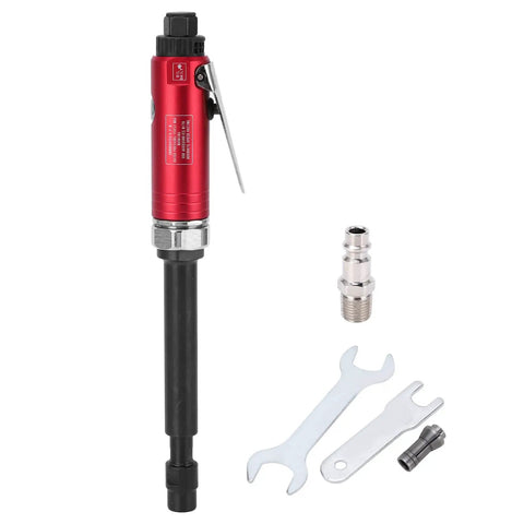 Extended Pneumatic Die Grinder Reaches Deep Into Tight Squeezes Smooth Operating Grinding Tool with essential accessories.