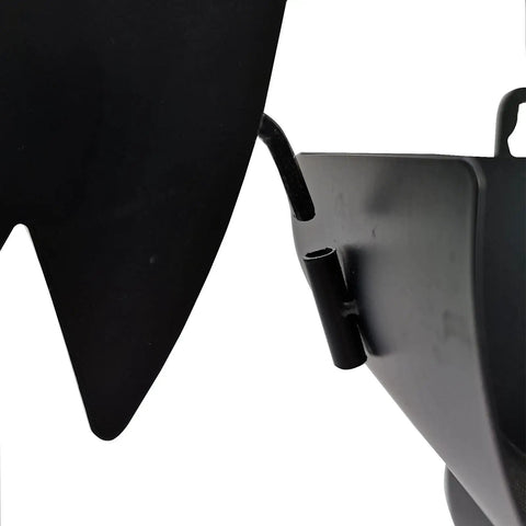 Close view of black metal swan-shaped toilet paper holder stand detail for eight jumbo rolls, waterproof and durable organizer.