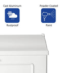 Heavy Duty Cast Aluminum Wall Mount Mailbox With Newspaper Hooks Rustproof White Outdoor Mailbox material details