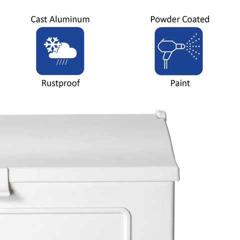 Heavy Duty Cast Aluminum Wall Mount Mailbox With Newspaper Hooks Rustproof White Outdoor Mailbox material details