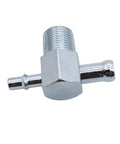 Front view of YUCHENSHLP vacuum T-fitting for intake manifold, zinc-plated steel, 3/8in NPT thread, with 1/4in and 3/8in barbed nipples