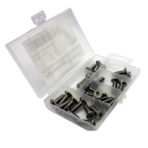 Killer Quality A2 Stainless Steel Socket Countersunk Screws M3 X 12mm Hex Drive Flat Head Bolts 100 Pcs in storage case