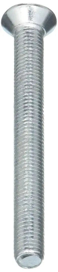 Close-up of Phillips Flat Machine Screw, 1/4-28 x 2-1/2 Inch, Steel Zinc Plated, showing flat head detail.