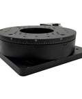 Pro Grade Hollow Shaft Worm Drive Motorized Rotary Index Table With Synced Step Driver For Dead Center Angular Positioning, black