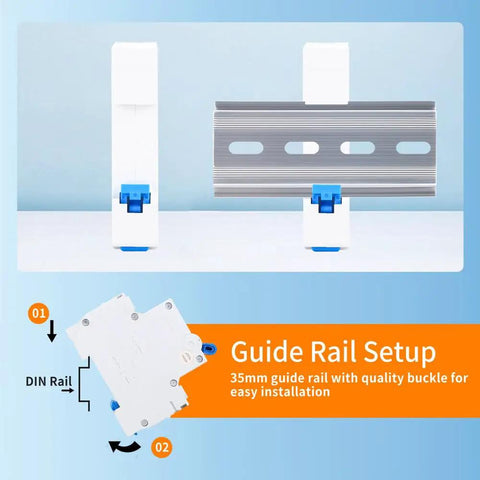 10 Amp Miniature 1 Pole Circuit Breaker Pack Of 2 With DIN Rail Mount For 120V And 240V AC Protection Ideal For Solar Panels RV Power Center And Home Electrical Systems With Fast Instant Trip Technology, white breaker on 35mm DIN rail