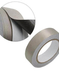 Heavy Duty Faraday Shield Tape 2 Inch By 65 Feet Conductive Cloth Adhesive For EMI Grounding RFID Attenuation And Guitar Interference Shielding Industrial Grade Tape For Builders IT Pros And Makers, showing roll and close-up of texture